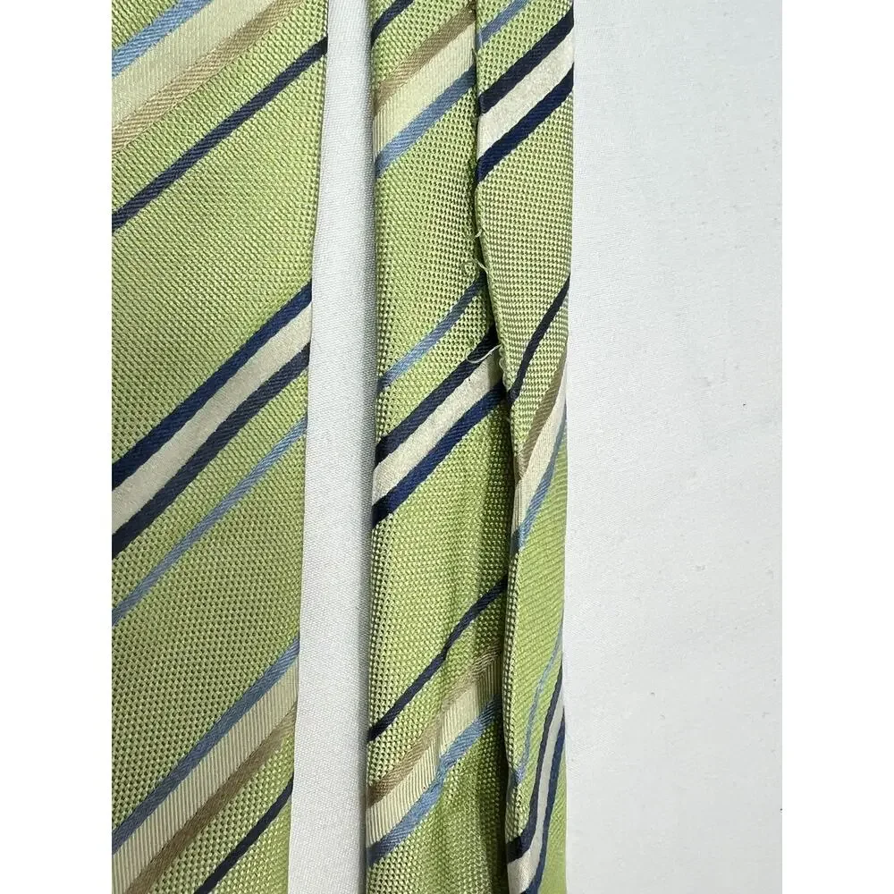 Banana Repbublic Green Striped 100% Silk Necktie 58